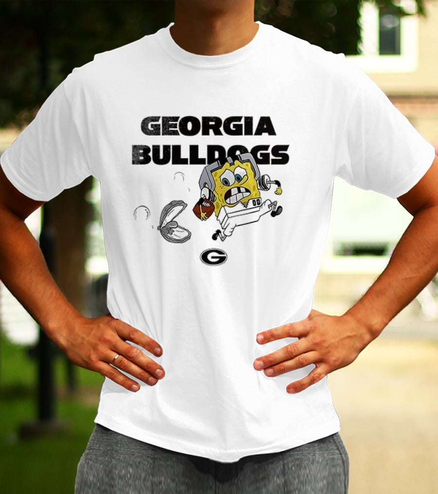 Georgia Bulldogs SquarePants Running October Baseball Fly The W T-Shirt