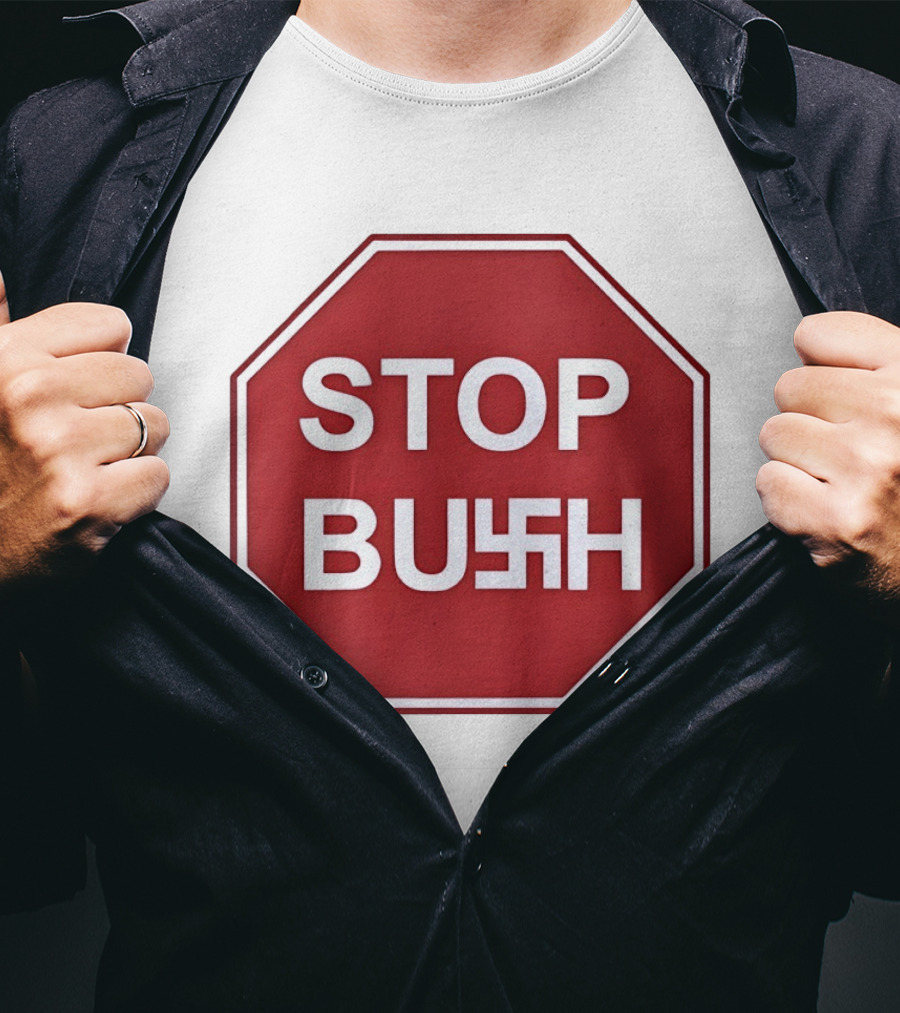 STOP BUSH Swastika Sign Octagon T-Shirt