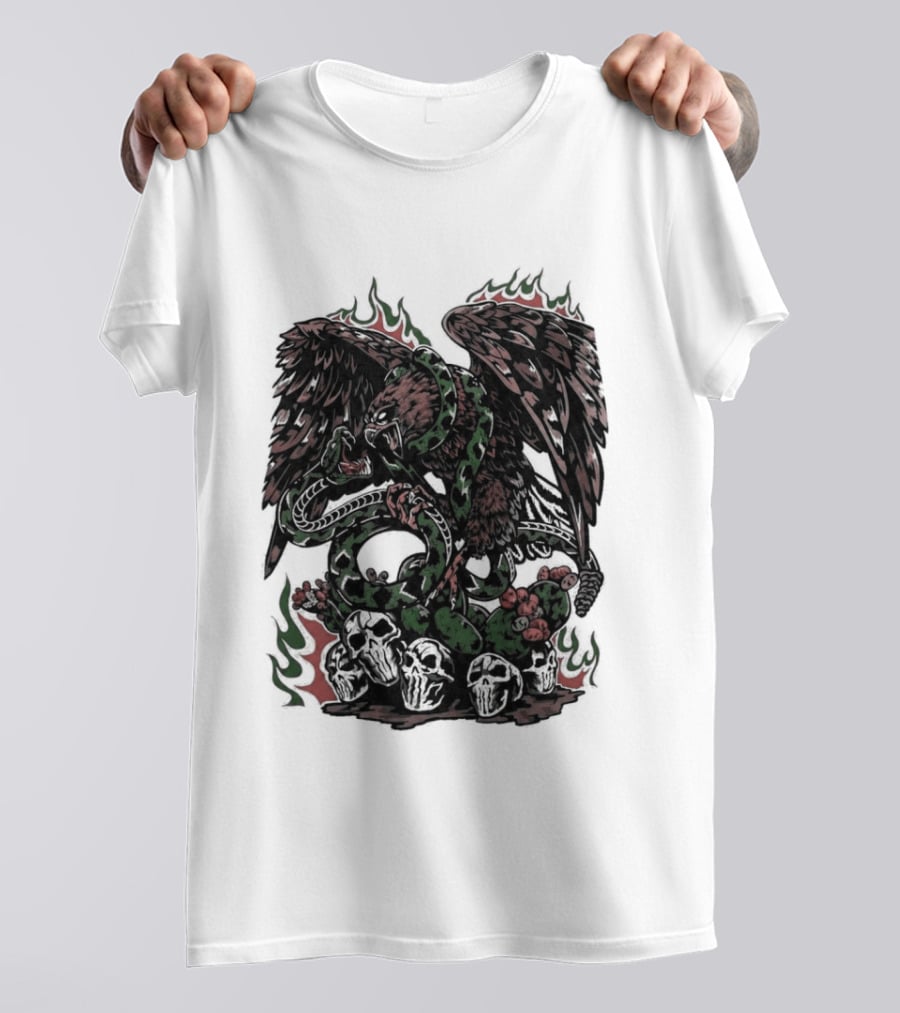 Warren Lotas Mexico Eagle Snake Cactus Flames T-Shirt