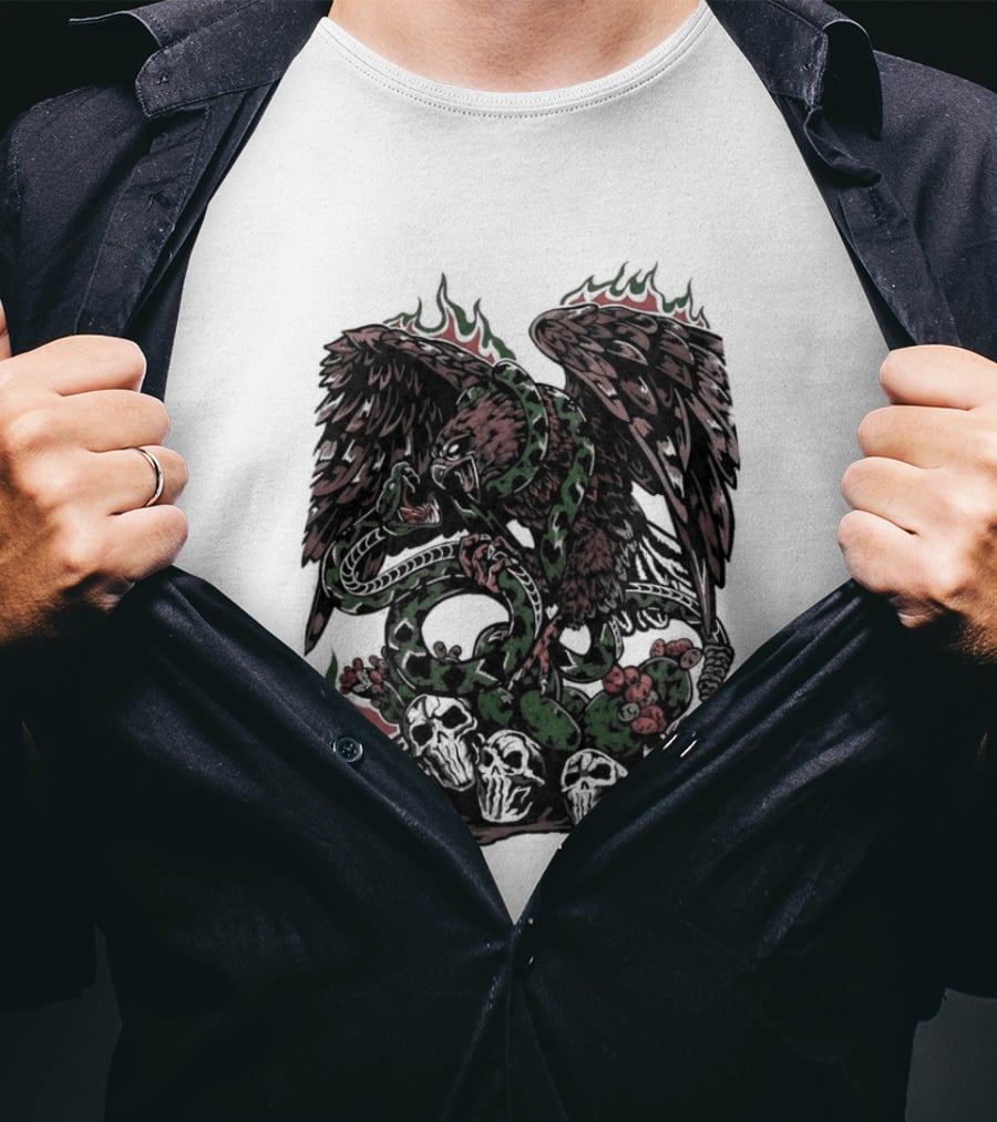 Warren Lotas Mexico Eagle Snake Cactus Flames T-Shirt