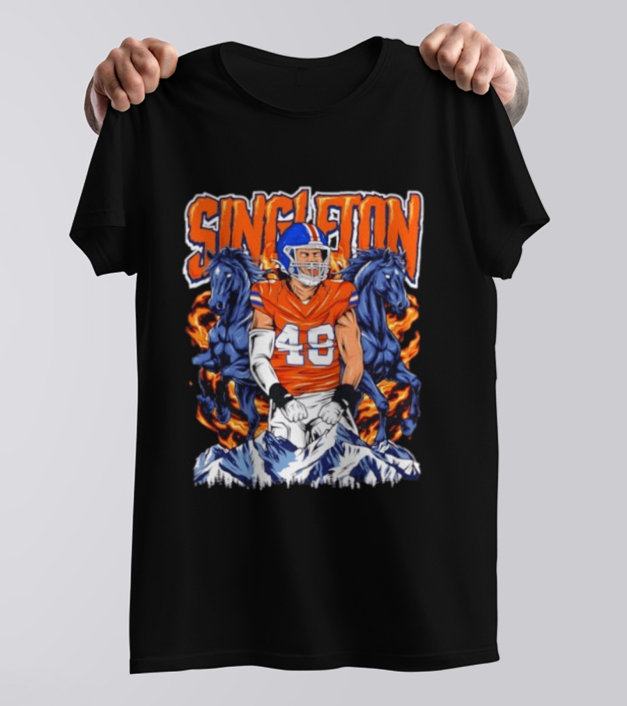 Alex Singleton Denver Broncos Dark Horse 48 Rocky Mountains T-Shirt