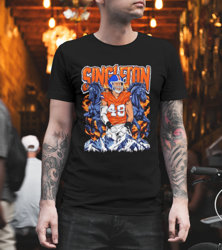 Alex Singleton Denver Broncos Dark Horse 48 Rocky Mountains T-Shirt