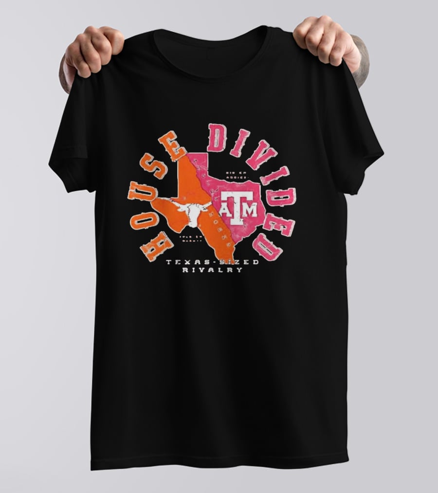 Texas A&M Vs Texas House Divided State Rivalry Gig Em Aggies Hoon Em Horn T-Shirt