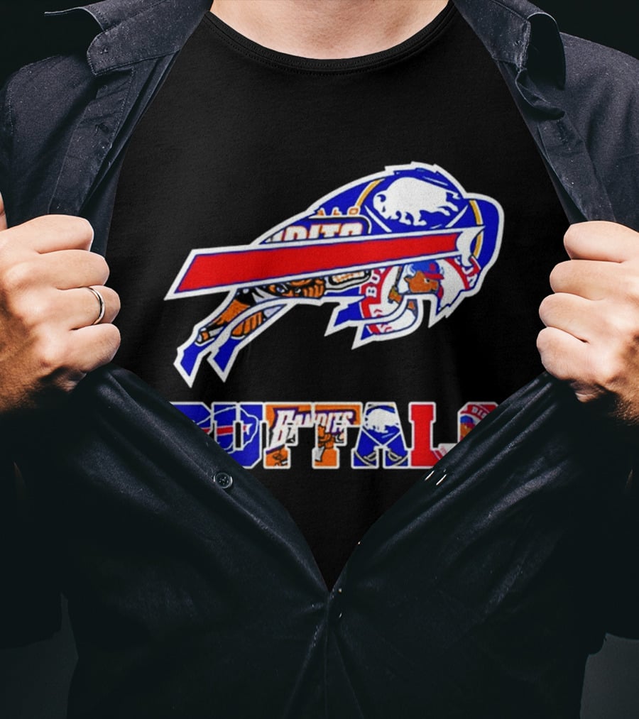 Buffalo Bills Sabres Braves Bandits Bisons Sports Teams Mashup T-Shirt