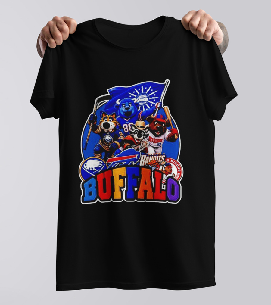 Buffalo Sabres Bills Bandits Bisons Mascot Squad T-Shirt