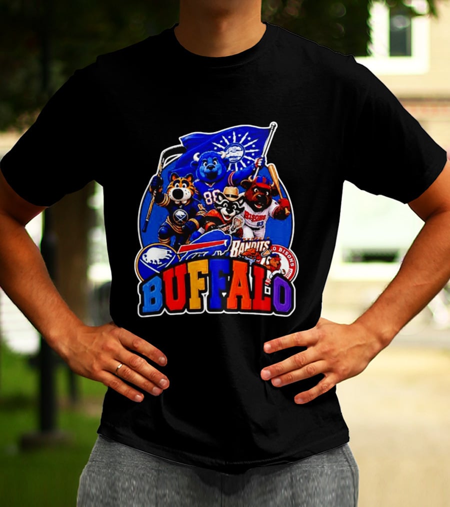 Buffalo Sabres Bills Bandits Bisons Mascot Squad T-Shirt