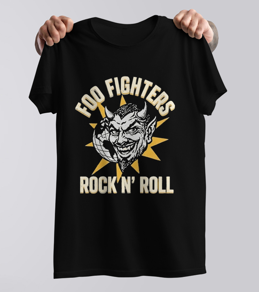 Foo Fighters Smiling Satan Rock N' Roll Sunburst T-Shirt