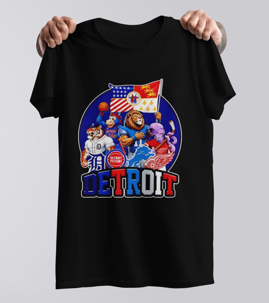 Detroit Pistons Tigers Lions Red Wings City Of Detroit Sports Mascots T-Shirt