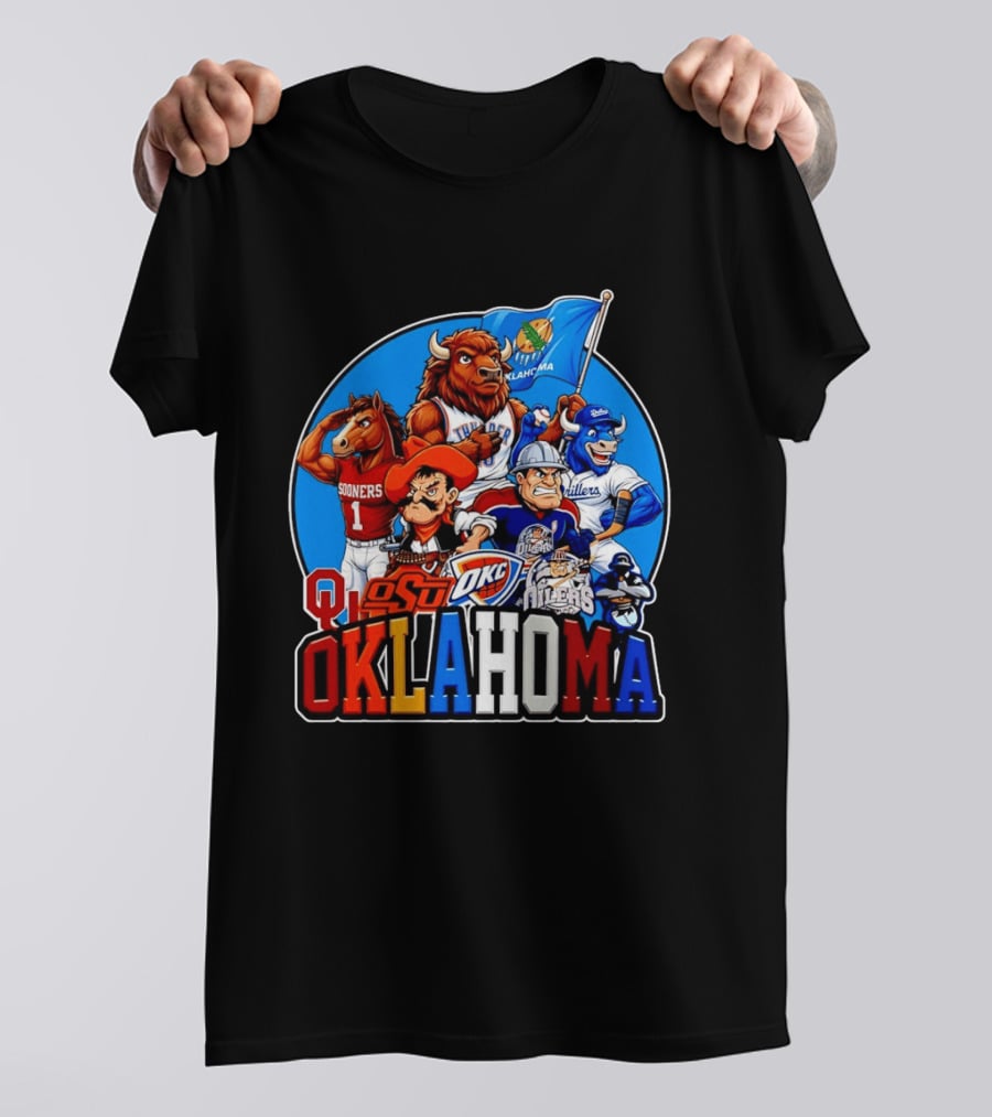 Oklahoma Sooners OSU OKC Thunder Drillers Oilers Mascots Collection T-Shirt
