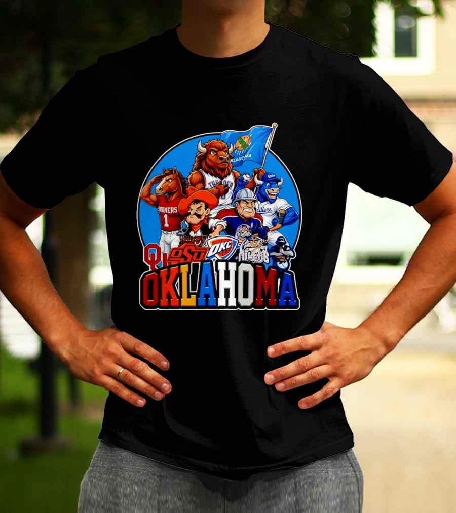 Oklahoma Sooners OSU OKC Thunder Drillers Oilers Mascots Collection T-Shirt