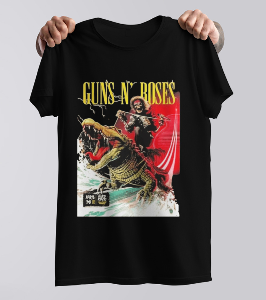 Guns N' Roses F1 Miami Grand Prix Florida 2026 Skeleton Rides Crocodile Hard Rock Live April 30 T-Shirt