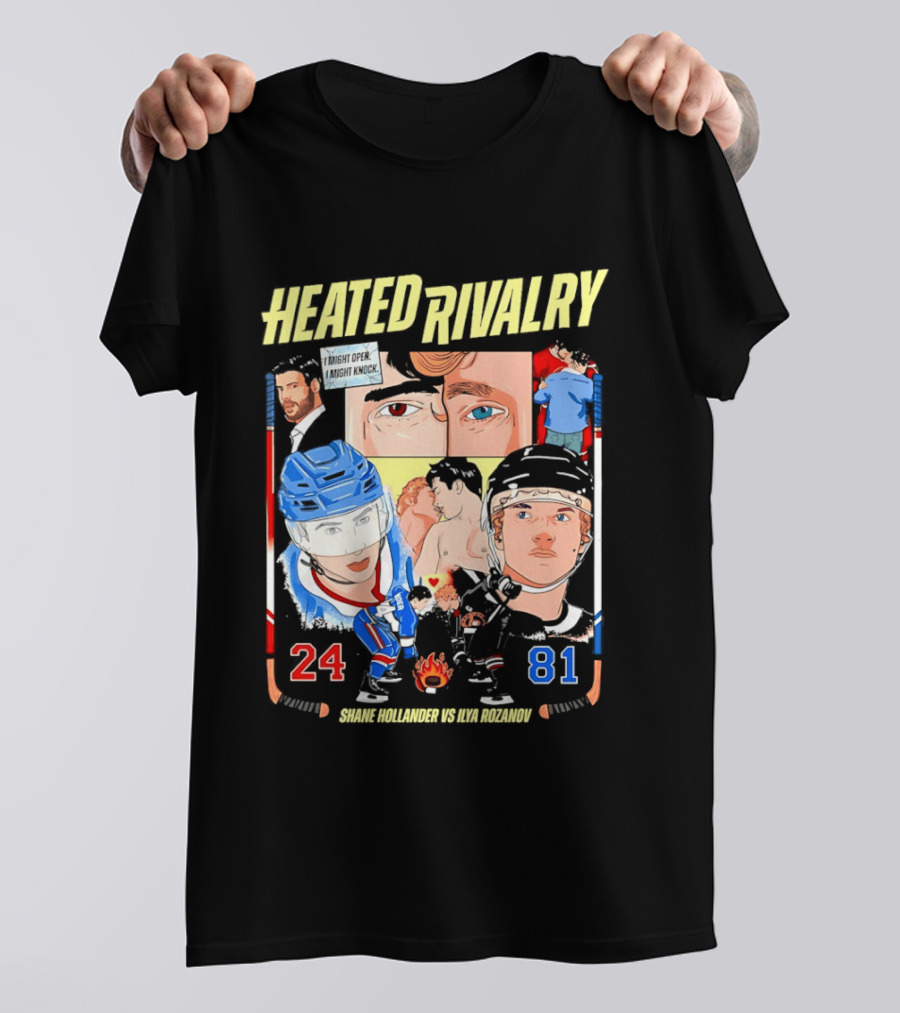 Heated Rivalry Ilya Rozanov 81 Vs Shane Hollander 24 Hockey Battle T-Shirt