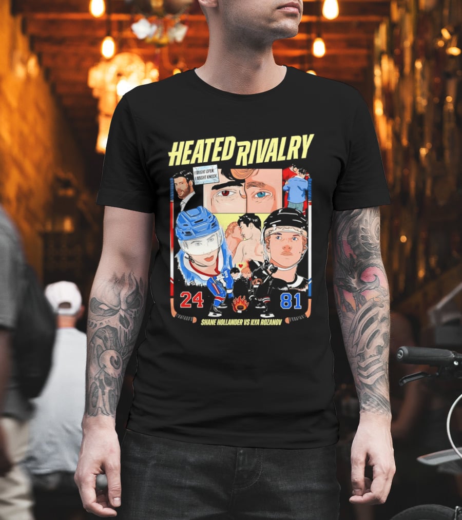 Heated Rivalry Ilya Rozanov 81 Vs Shane Hollander 24 Hockey Battle T-Shirt