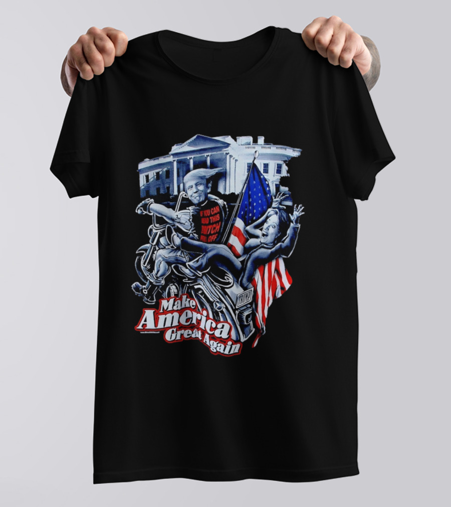 Make America Great Again Trump Motorcycle White House Flag T-Shirt