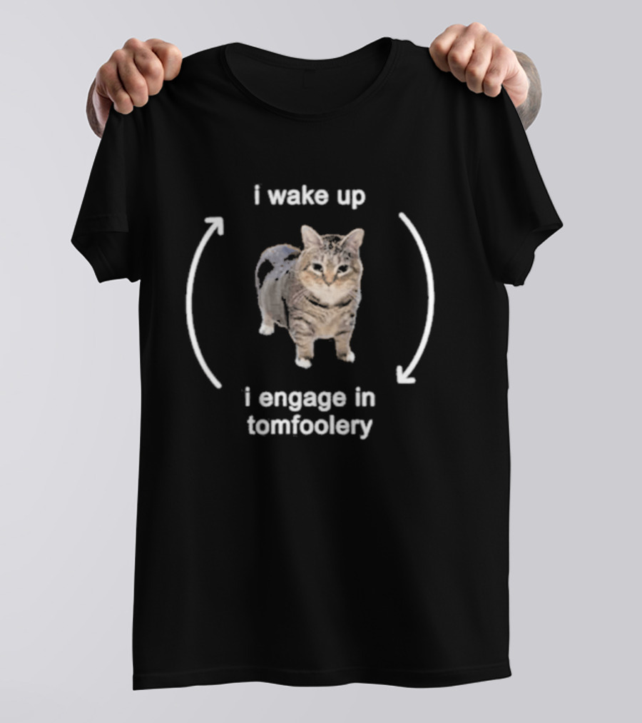 I Wake Up I Engage In Tomfoolery Cat T-Shirt