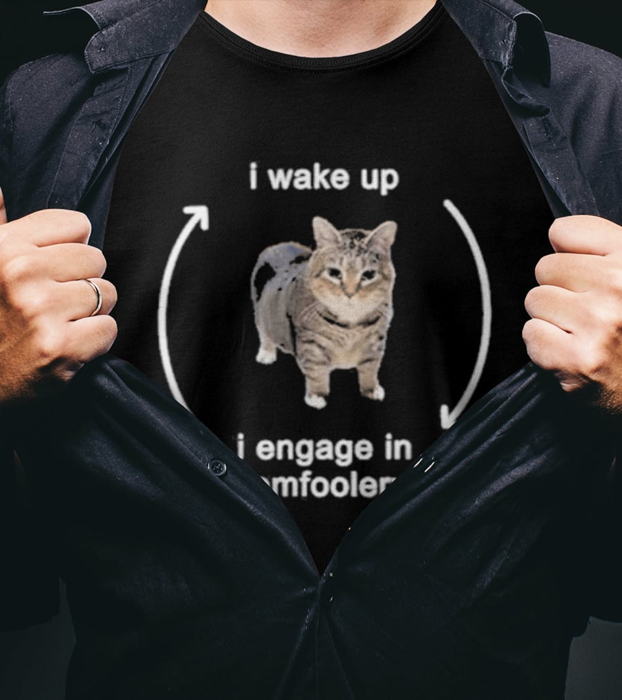 I Wake Up I Engage In Tomfoolery Cat T-Shirt