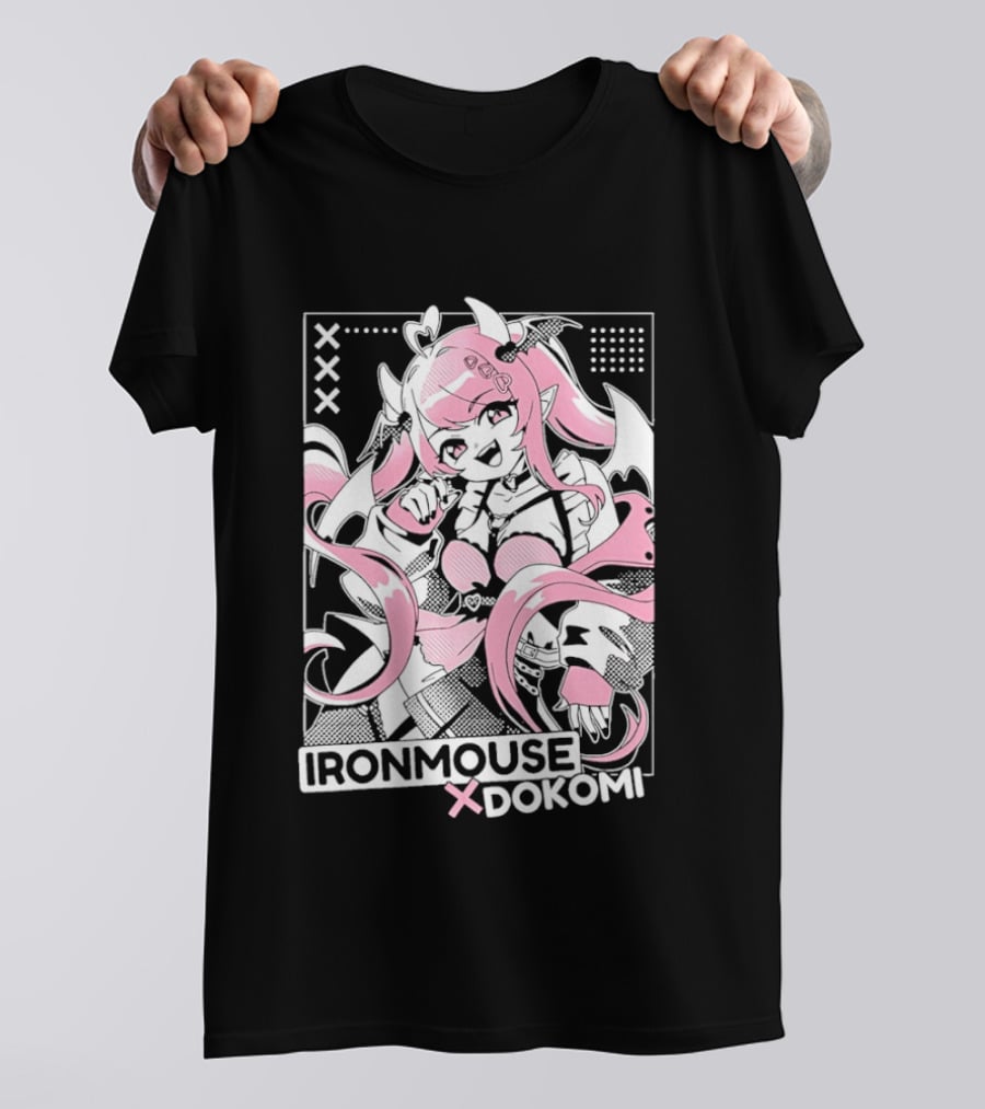 Ironmouse X Dokomi Exclusive Anime Pink Aesthetic T-Shirt