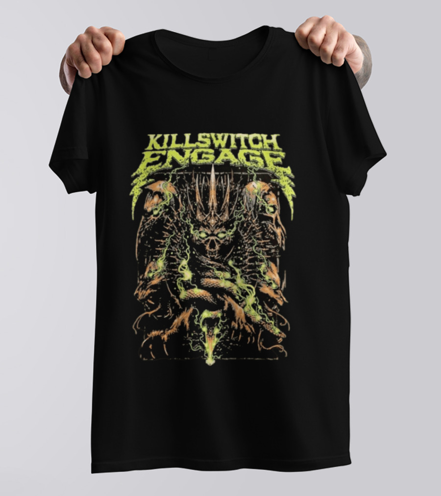Killswitch Engage Skullcrown Spiked Skull With Green Flames T-Shirt