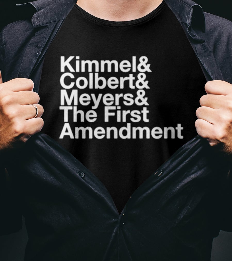 Kimmel Colbert Meyers The First Amendment Late Night Hosts T-Shirt