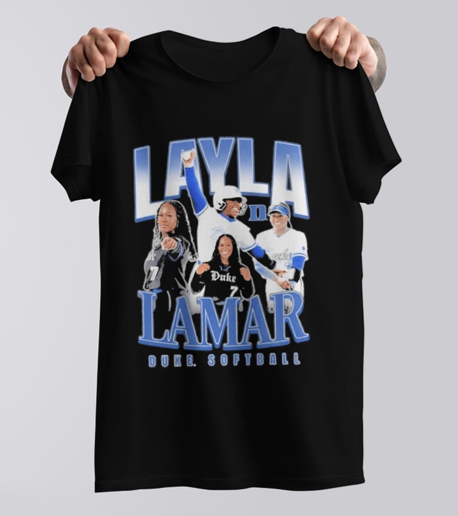 Layla Lamar Duke Blue Devils Softball 90s Baseball Team Celebration T-Shirt