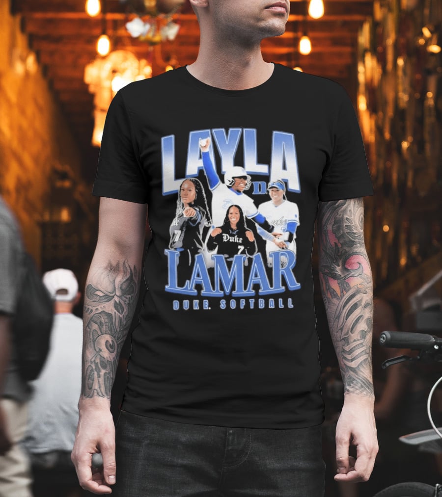 Layla Lamar Duke Blue Devils Softball 90s Baseball Team Celebration T-Shirt