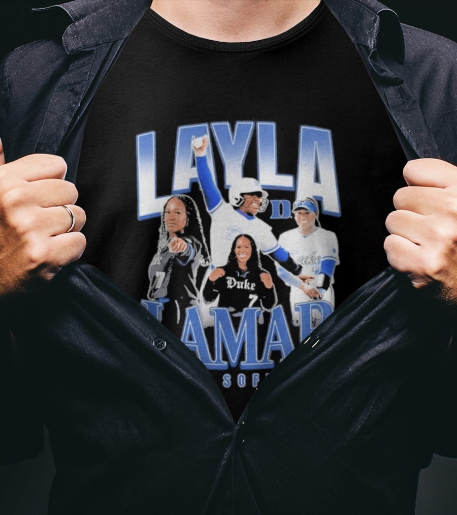 Layla Lamar Duke Blue Devils Softball 90s Baseball Team Celebration T-Shirt