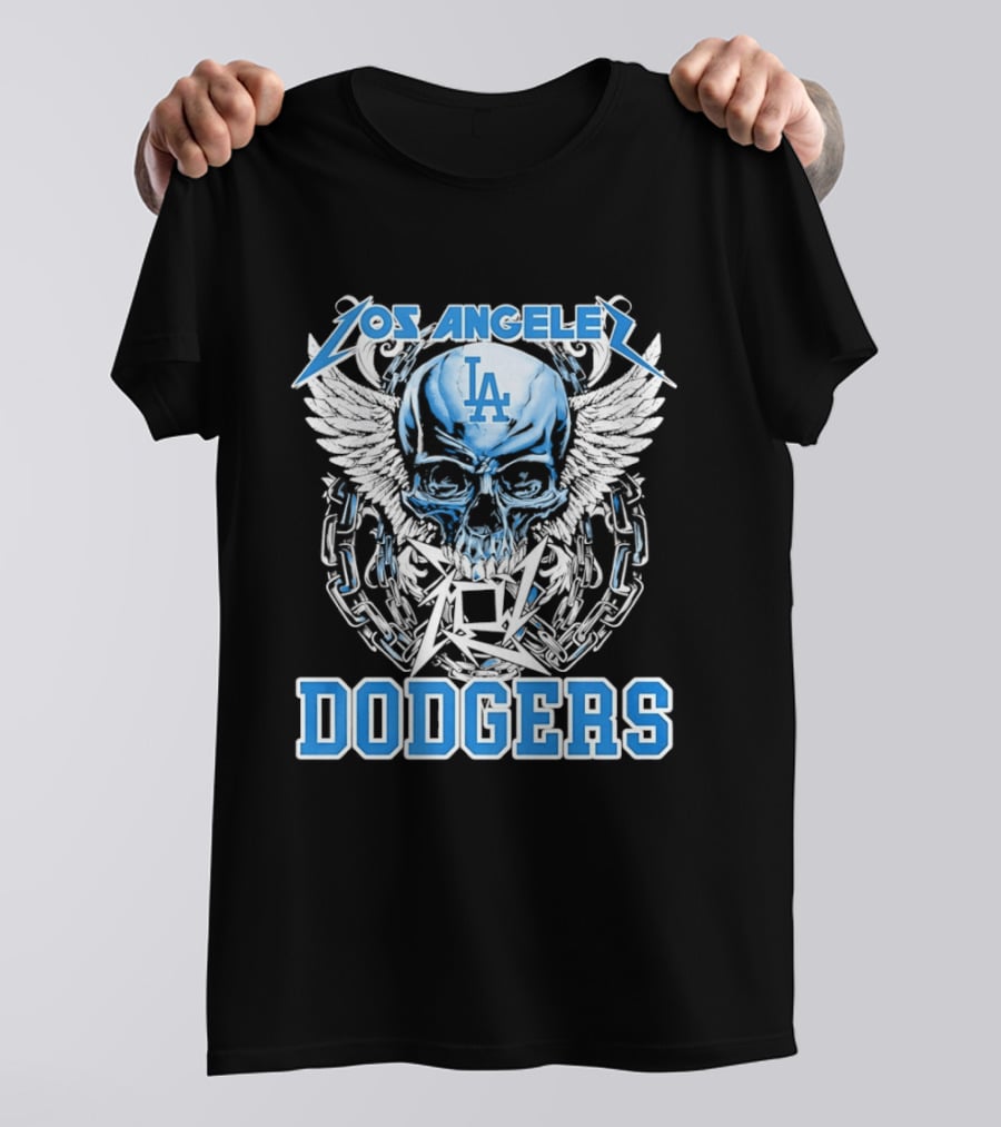 Los Angeles Dodgers Skull Wings And Chains T-Shirt