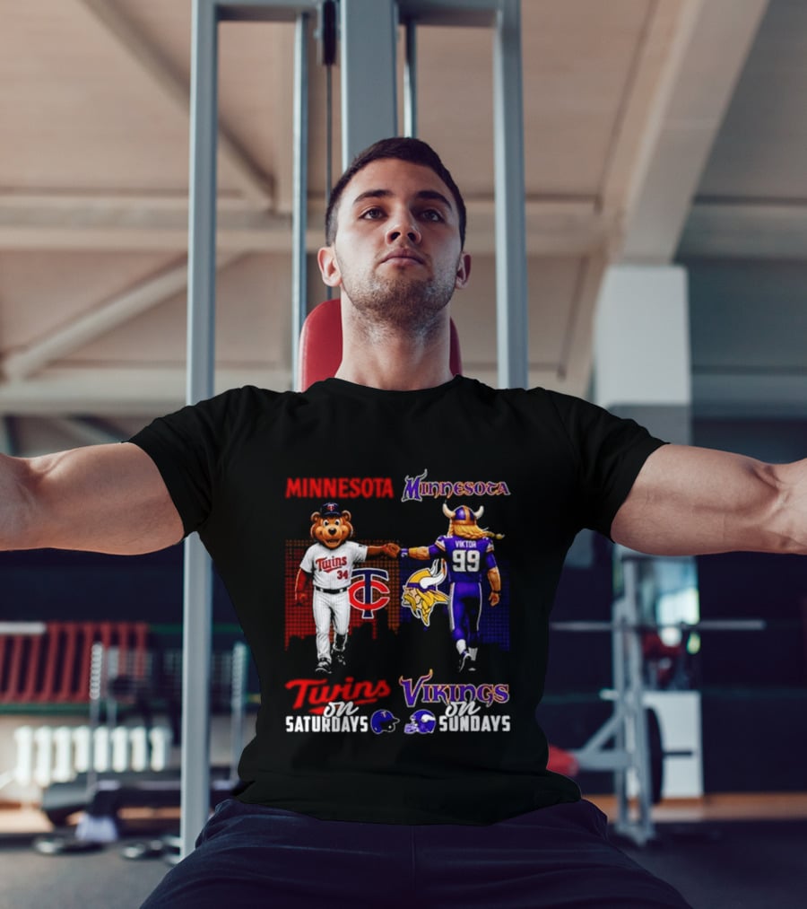 Minnesota Twins Saturdays Vs Vikings Sundays Sports Mashup T-Shirt