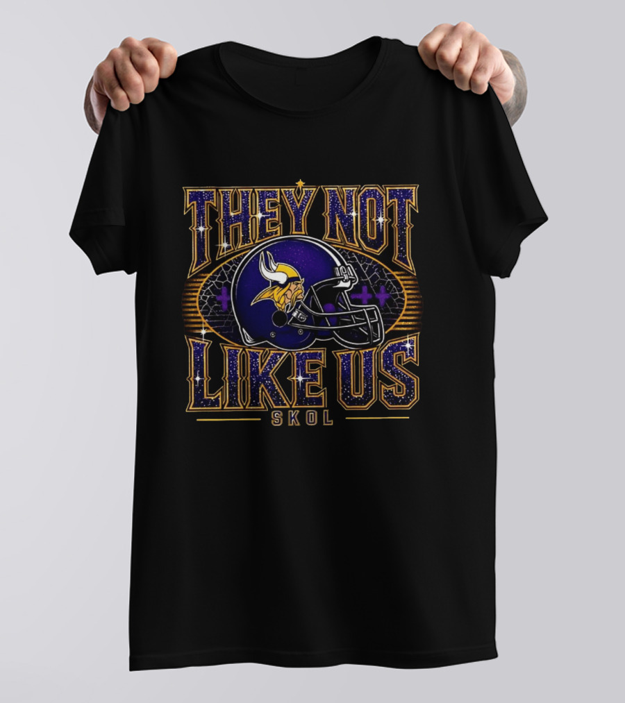 Minnesota Vikings They Not Like Us SKOL Helmet Twinkle T-Shirt