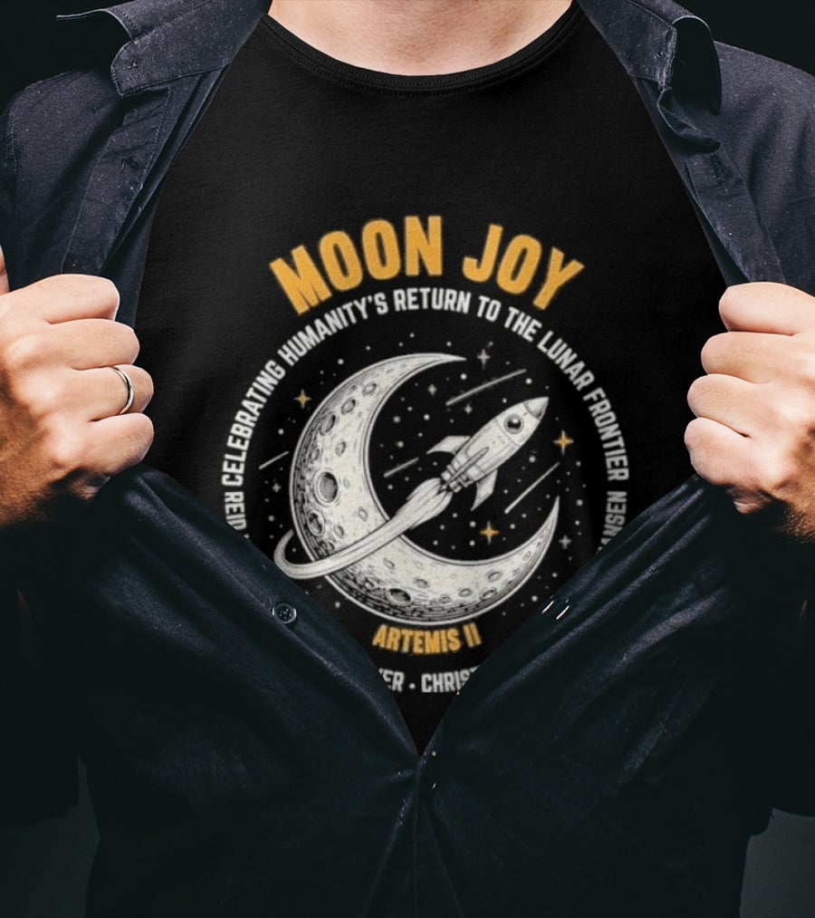 Moon Joy Celebrating Humanity's Return Lunar Frontier Artemis II Rocket Adventure T-Shirt