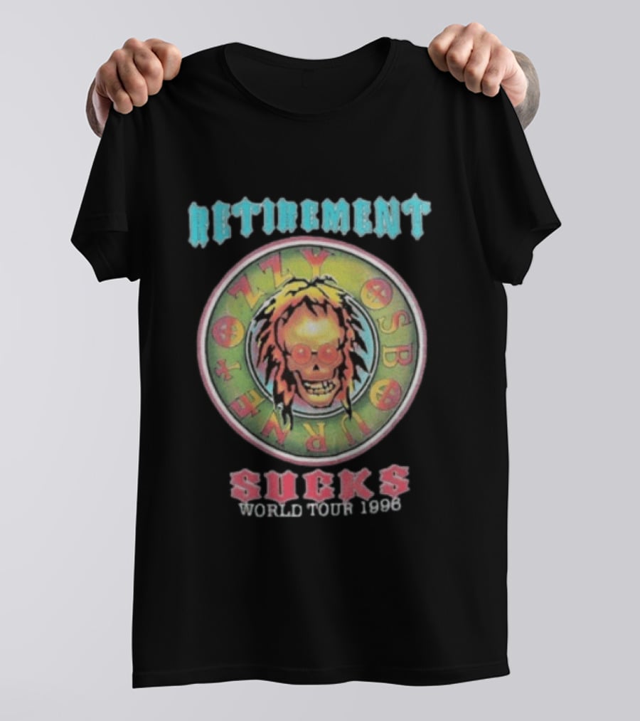 Ozzy Osbourne Retirement Sucks World Tour 1996 Psychedelic Skull T-Shirt