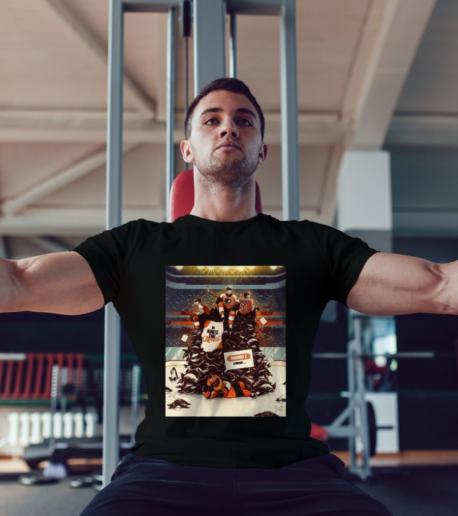 Philadelphia Flyers Ignite The Orange Round 2 Loading Cartoon Hockey Battle T-Shirt