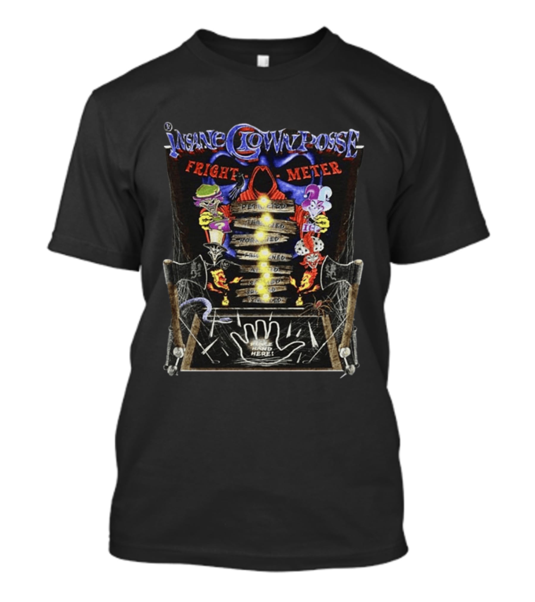 Insane Clown Posse Fright O Meter Pleased Terrified Scared Petrified Horrified Hand Here T-Shirt
