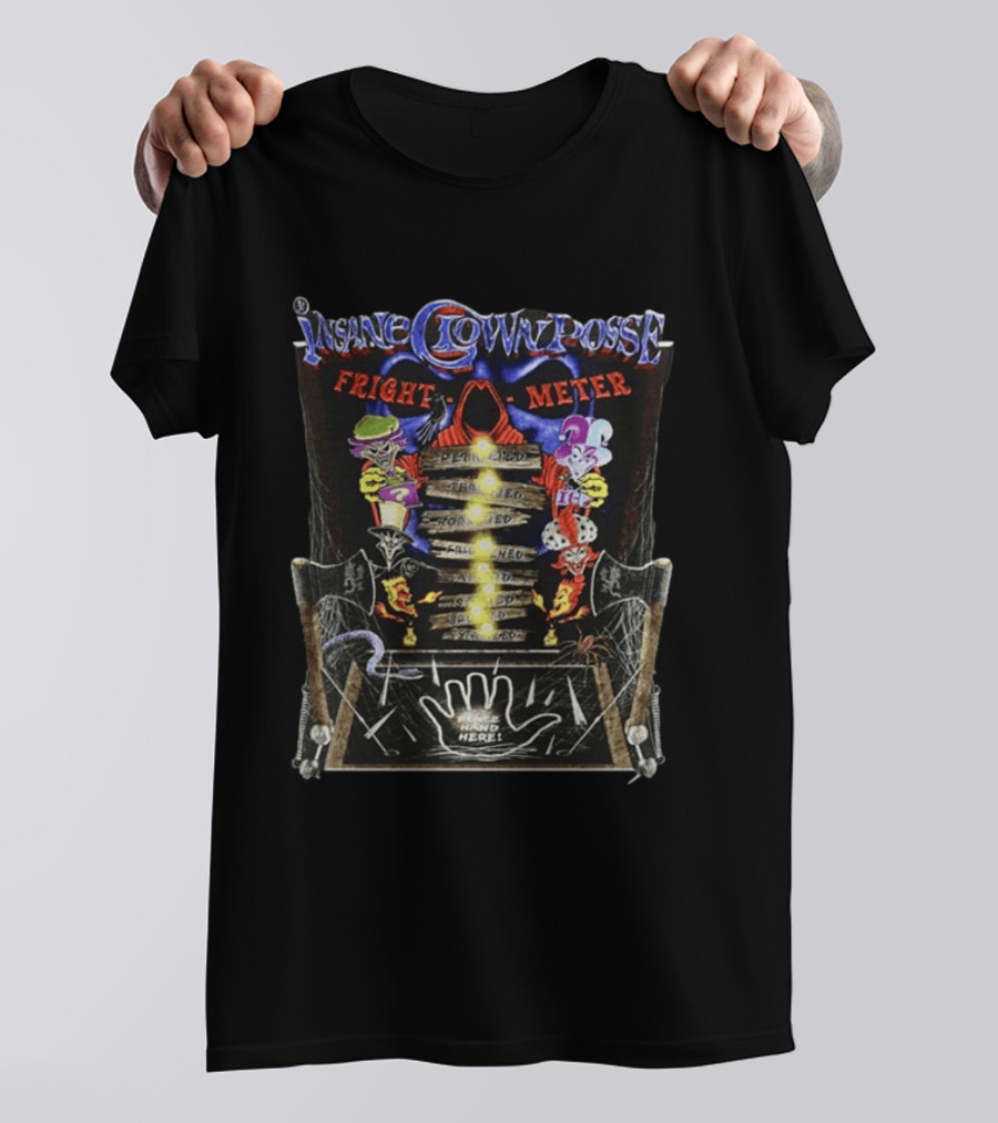 Insane Clown Posse Fright O Meter Pleased Terrified Scared Petrified Horrified Hand Here T-Shirt
