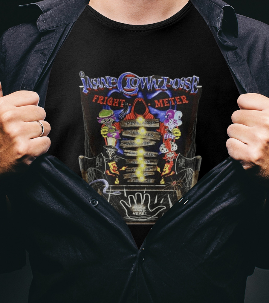 Insane Clown Posse Fright O Meter Pleased Terrified Scared Petrified Horrified Hand Here T-Shirt