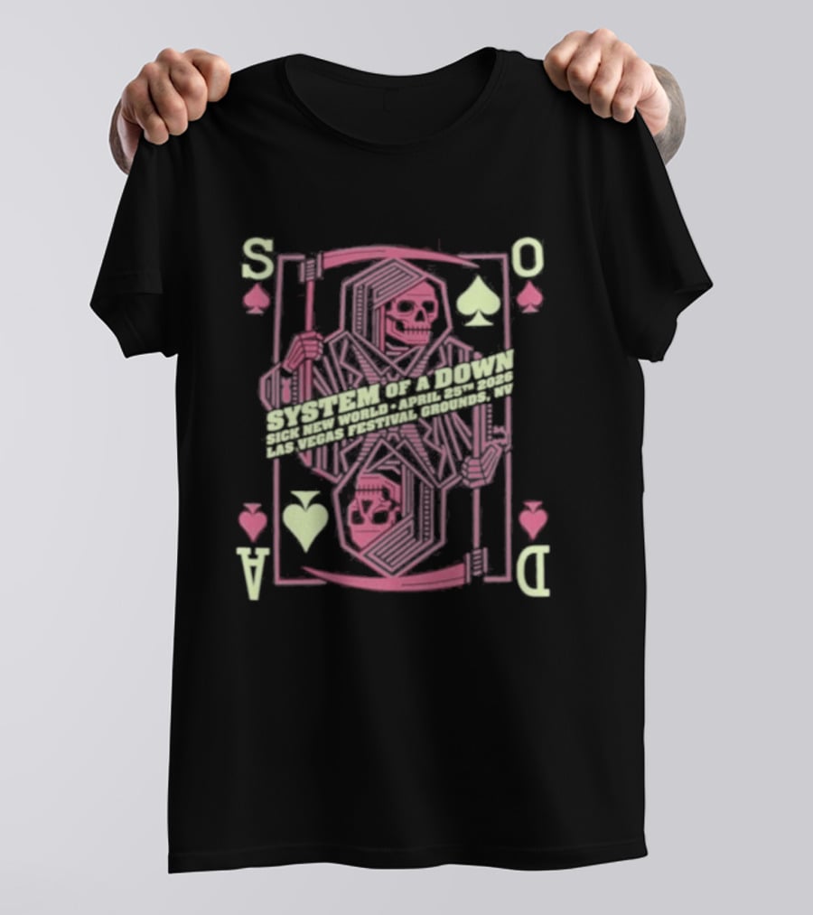 SOAD April 25th 2026 Las Vegas Playing Card Skull T-Shirt