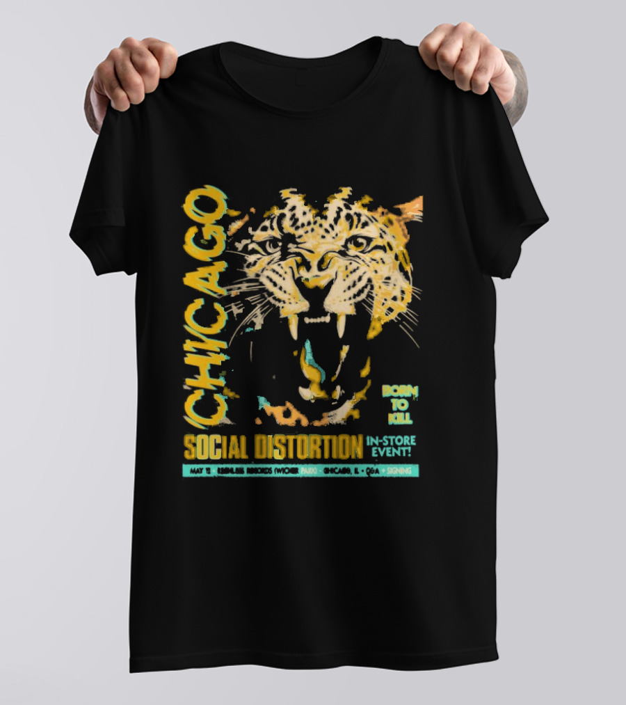 Social Distortion May 12 2025 Chicago IL Born To Kill Tiger T-Shirt