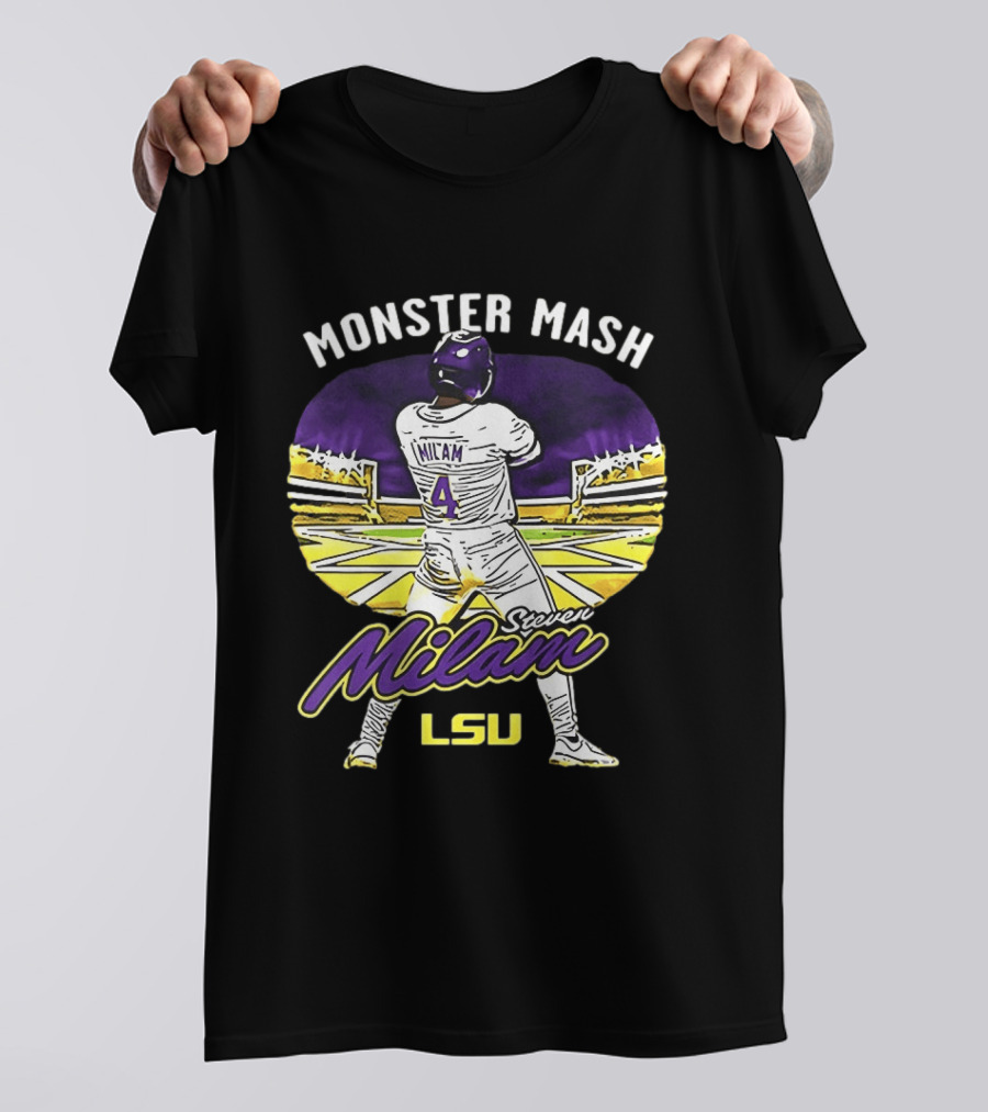 Monster Mash Steven Milam LSU Tigers Caricature NIL T-Shirt