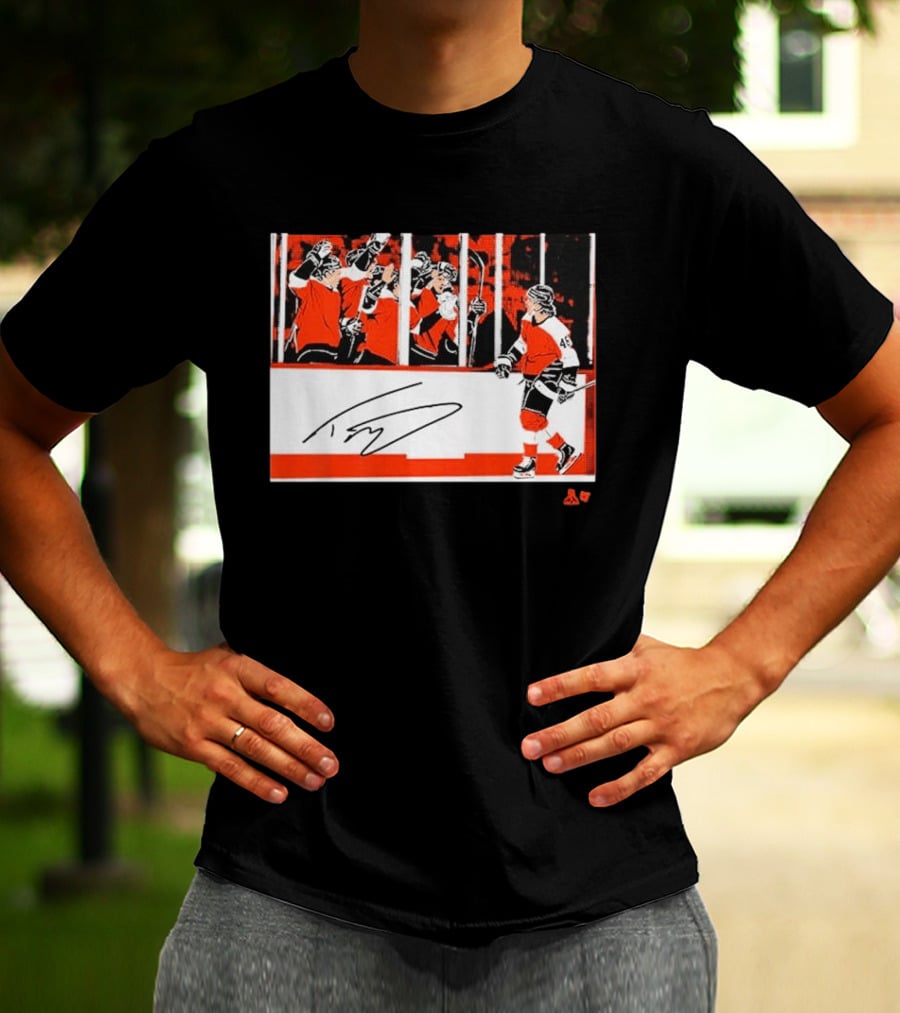 Trevor Zegras Penalty Box Celebration Hockey Art Signature Number 46 T-Shirt
