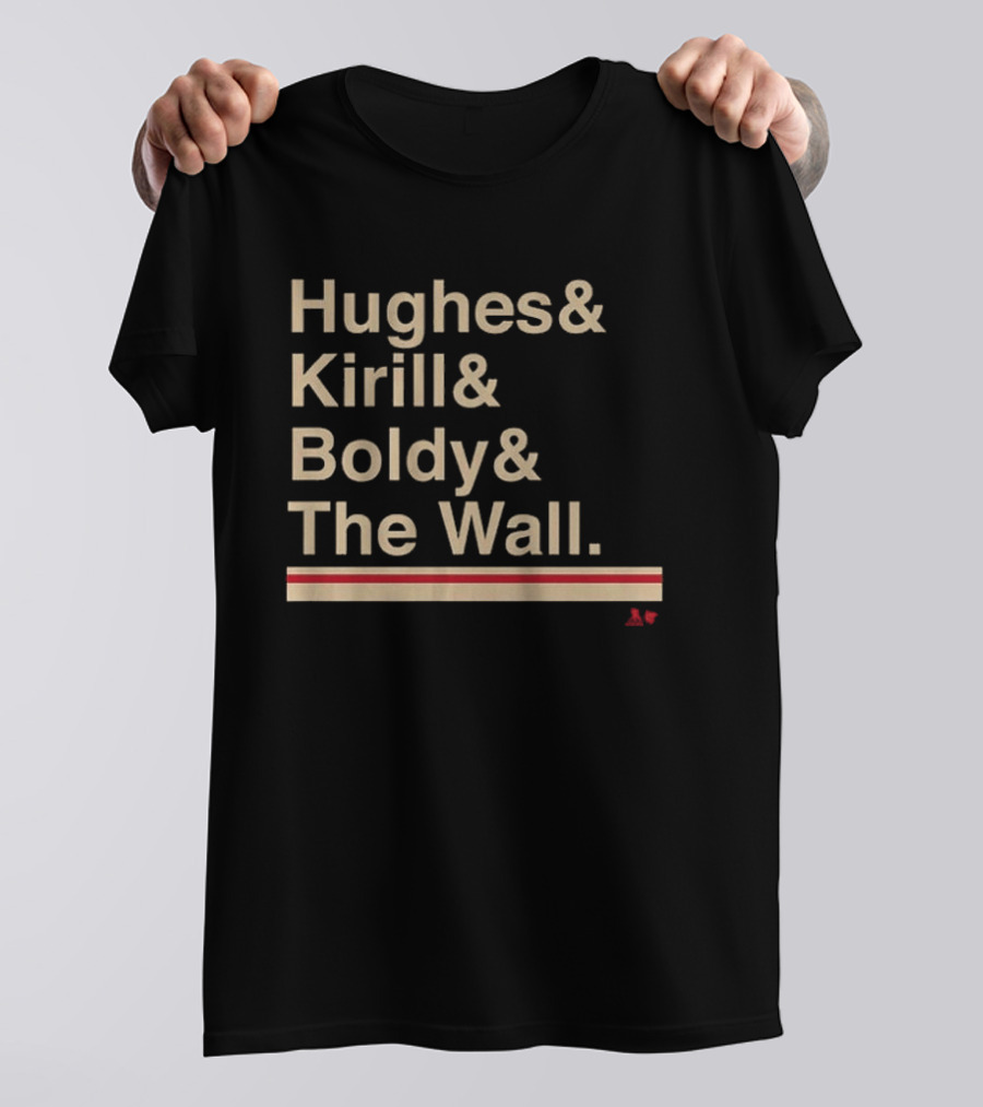 Hughes Kirill Boldy The Wall Minnesota Hockey Ampersand T-Shirt