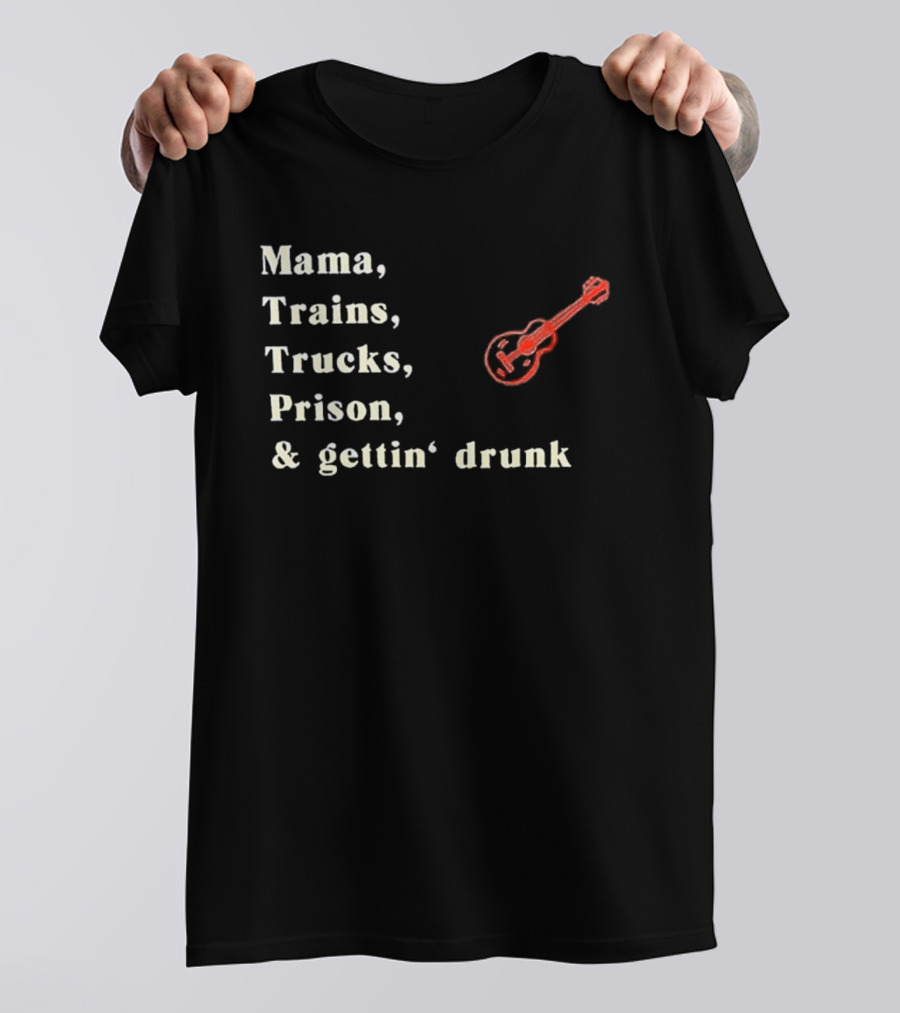 David Allan Coe Mama Trains Trucks Prison Getting Drunk Legend With Guitar T-Shirt