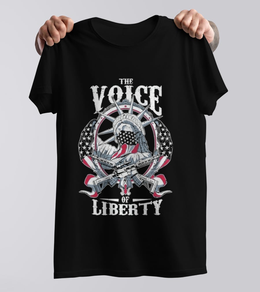 The Voice Of Liberty 2026 Patriotic Emblem Statue And Flag T-Shirt