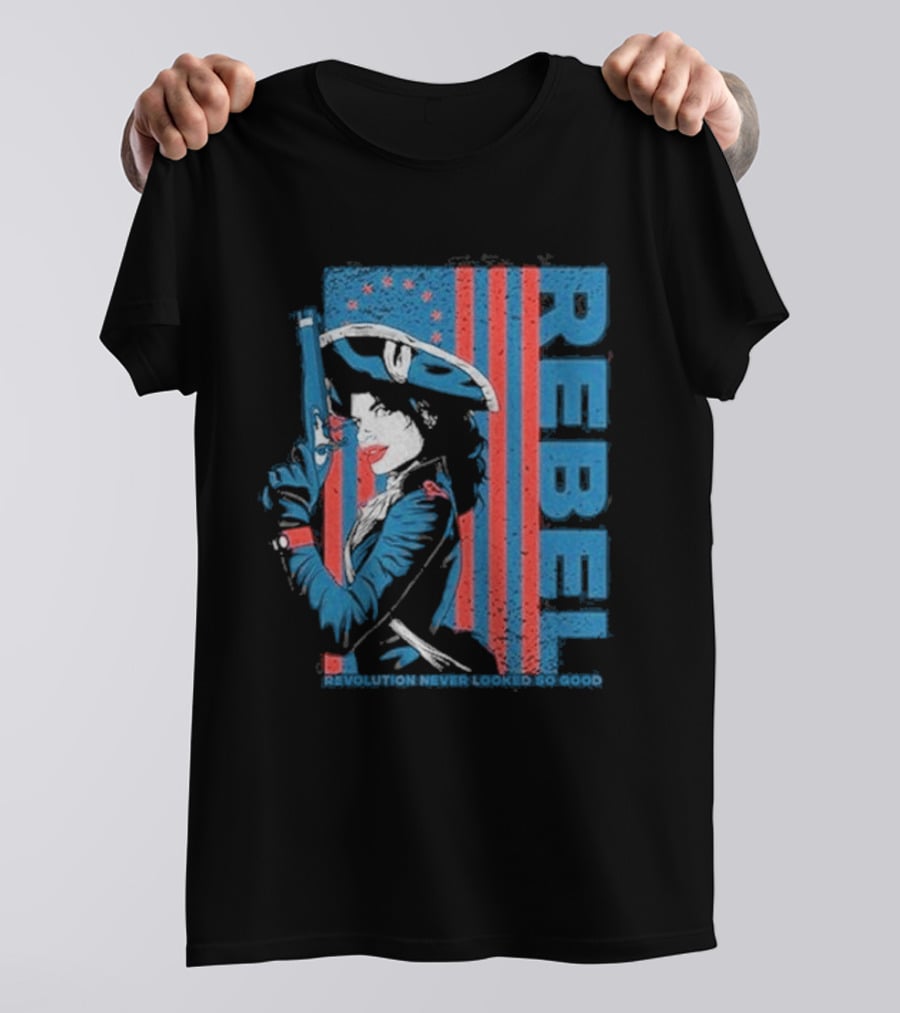 Women's Rebel Revolution Never Looked So Good Slim Fit 2026 American Flag Soldier T-Shirt