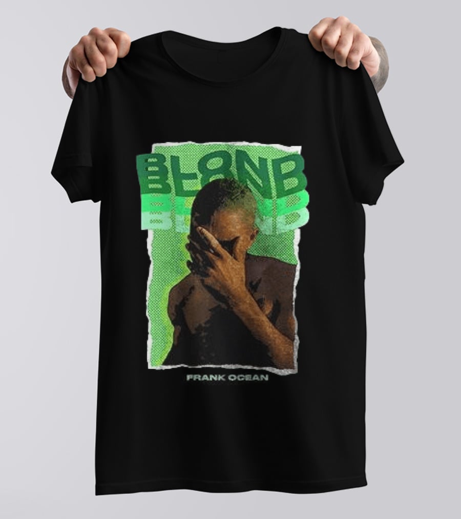 BLOND Frank Ocean Album Cover Art With Green Text And Contemplative Pose T-Shirt