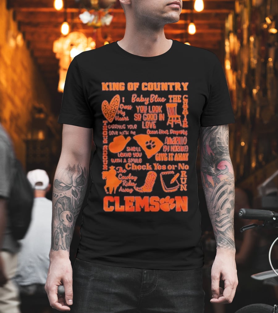 King Of Country Clemson Tigers Baby Blue Amarillo Check Yes Or No T-Shirt