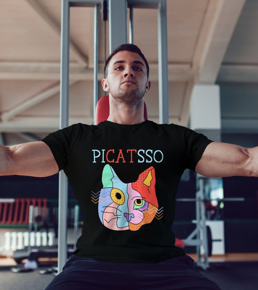 Picatsso Cat Colorful Cubist Style Artistry T-Shirt