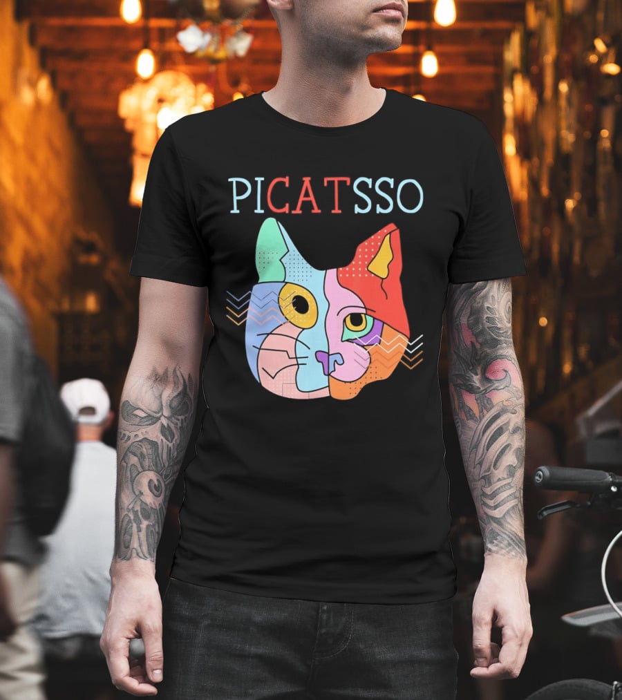 Picatsso Cat Colorful Cubist Style Artistry T-Shirt