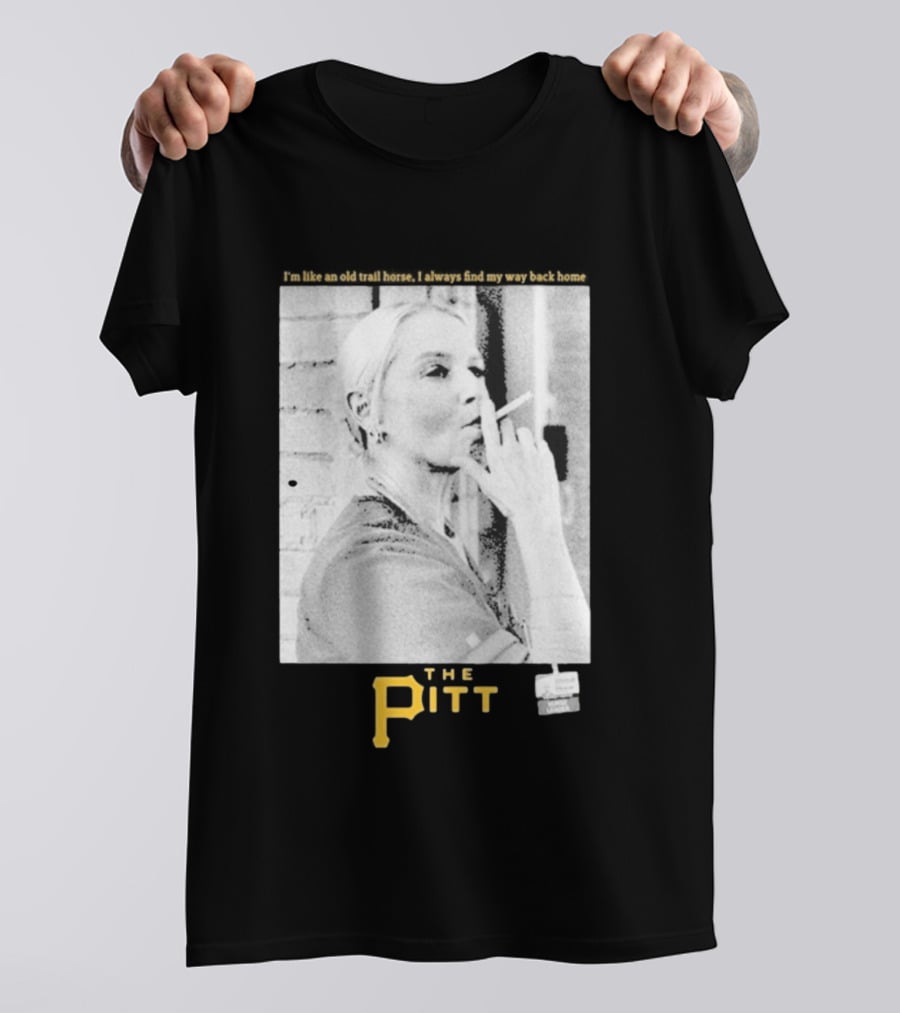 The Pitt Smoking Nurse Nostalgia Black And White Image T-Shirt