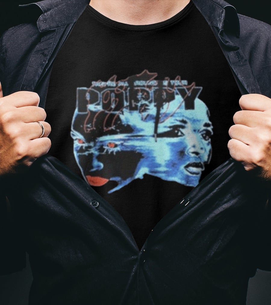 Poppy Split Poppy They're All Around Us Red Eyes Dual Faces Blue Tone T-Shirt