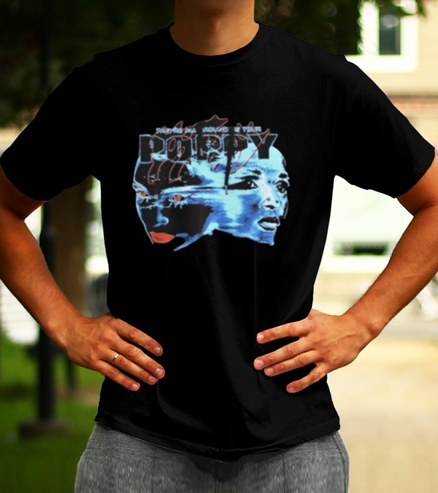 Poppy Split Poppy They're All Around Us Red Eyes Dual Faces Blue Tone T-Shirt
